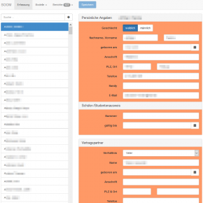 Screenshot der Oberfläche der Tanzschulverwaltungssoftware Soom