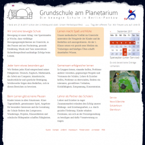 Screenshot der Website der Grundschule am Planetarium