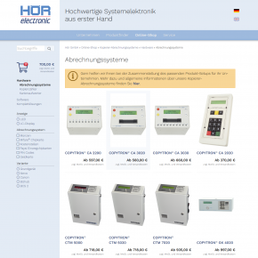 Produktübersichtsseite des Online-Shops der Hör GmbH (Stand 2018)